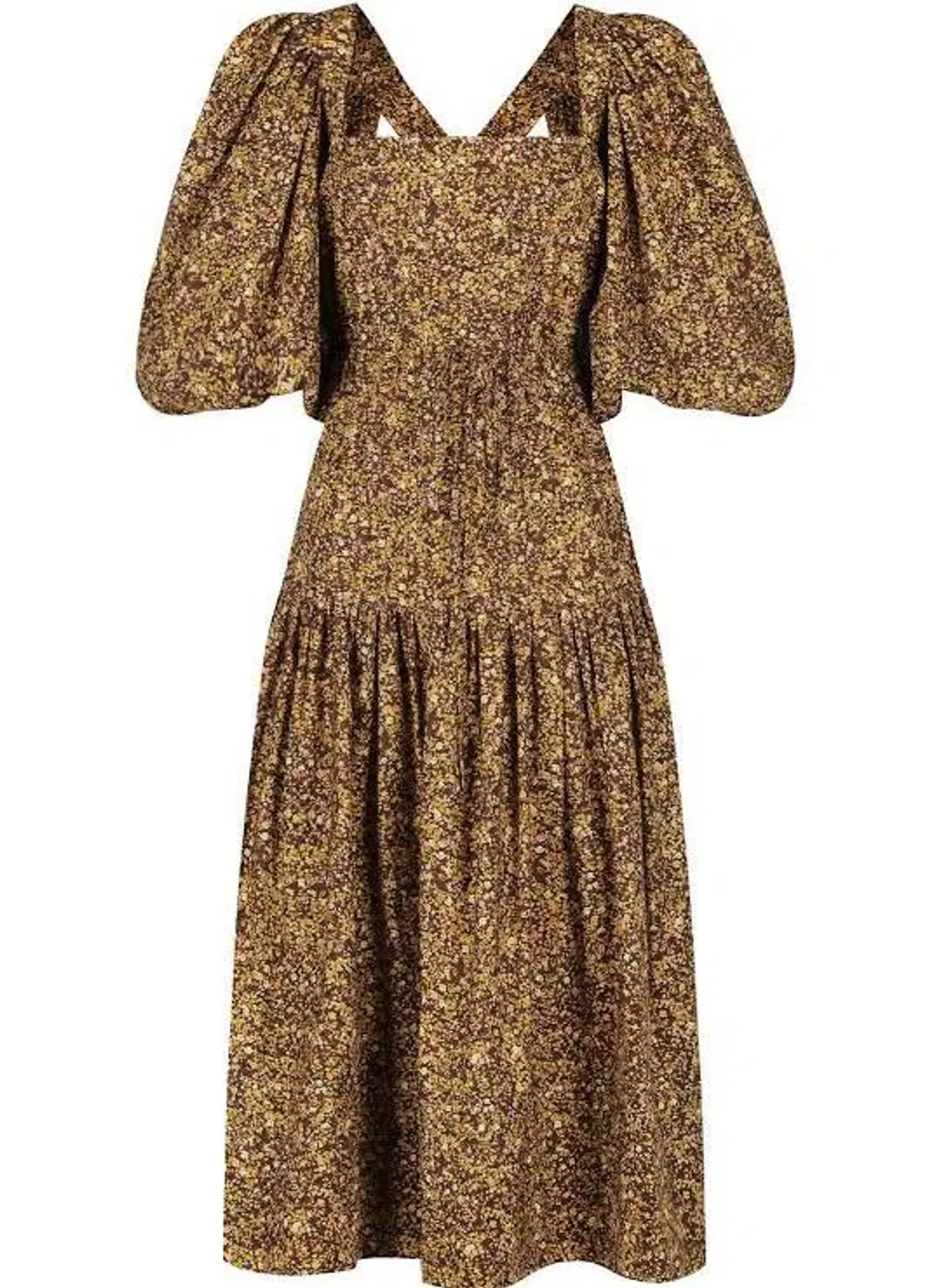 Shona Joy Lilou Pin Tuck Cross Back Midi Dress Floral Size 8 / S - Image 4