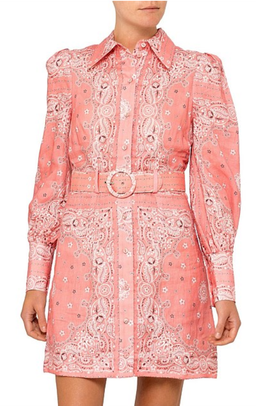 Zimmermann Bandana Shirt Dress Pink Print Size 12 for rent on The Volte - image 3
