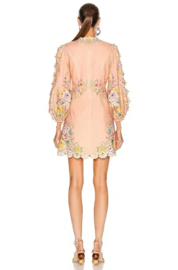 Zimmermann The Zinnia Scallop Mini Dress in Coral Floral Peach Size AU 8 for rent on The Volte - image 2