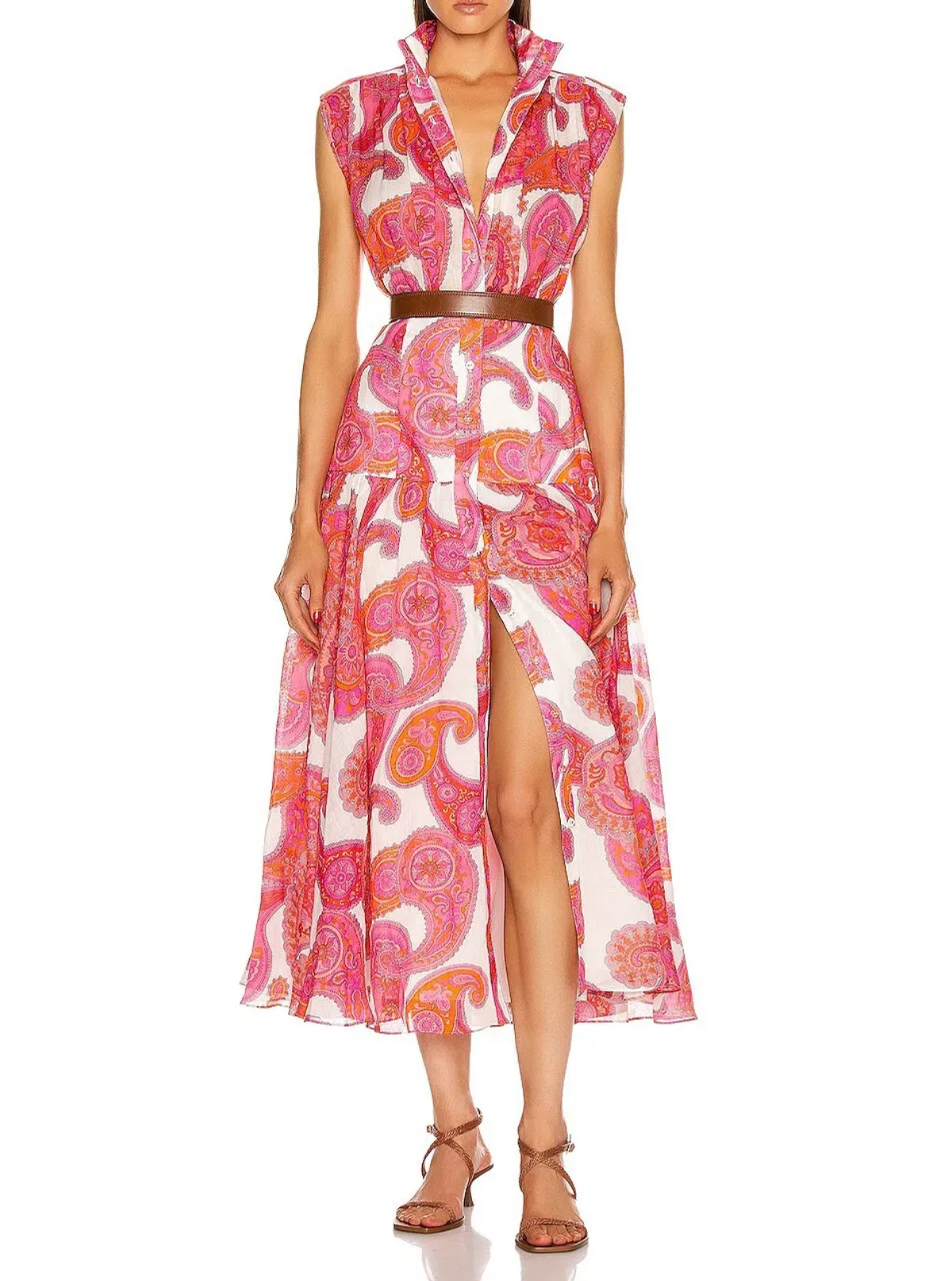 Zimmermann Peggy Paisley Sleeveless Shirt Dress in Magenta Size 2 / AU 12 - Image 1