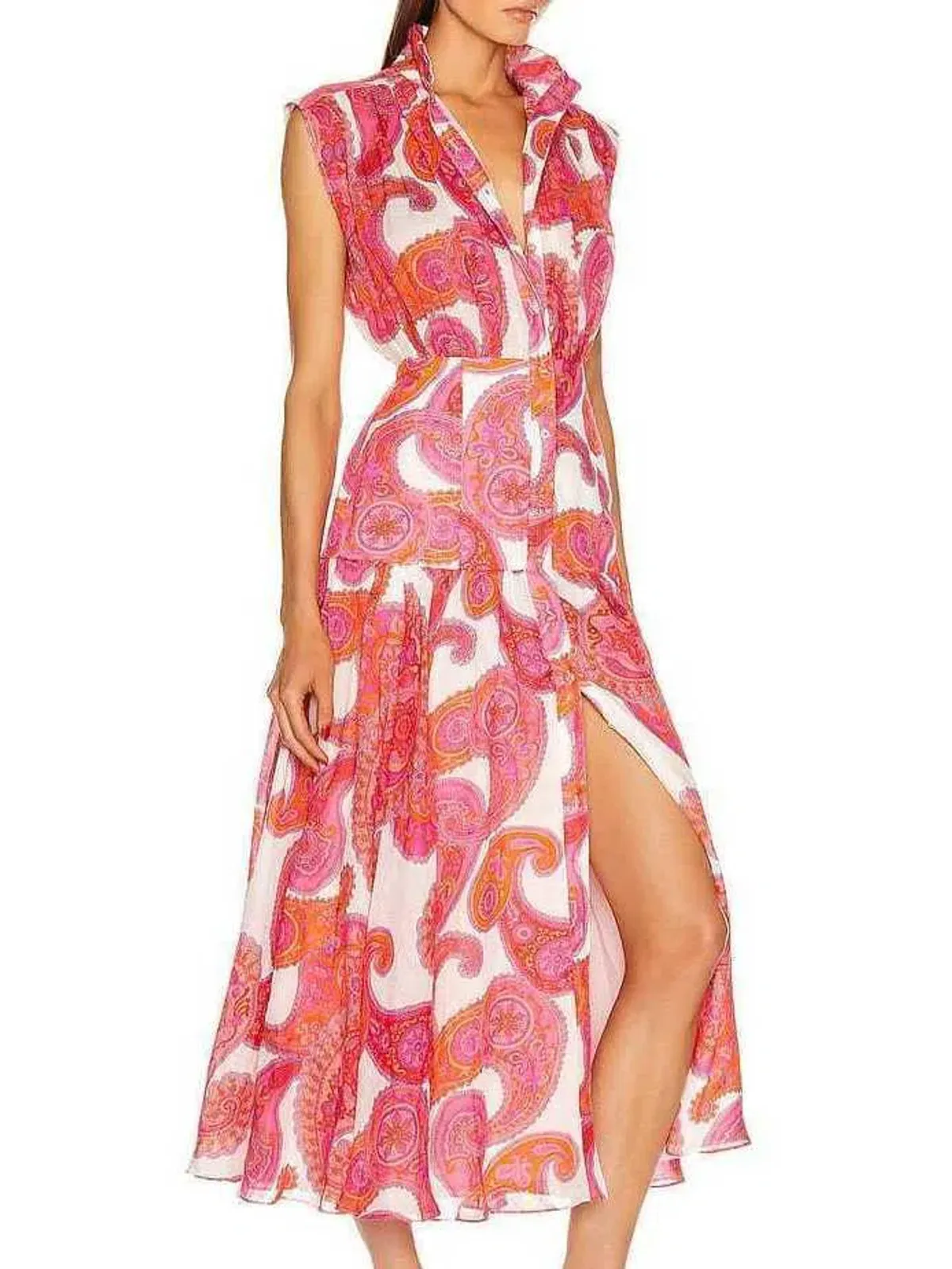 Zimmermann Peggy Paisley Sleeveless Shirt Dress in Magenta Size 2 / AU 12 - Image 4