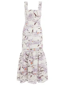 Zimmermann Corsage Linear Orchid Print Ivory Dress White Size 2 / AU 12 for rent on The Volte - image 3