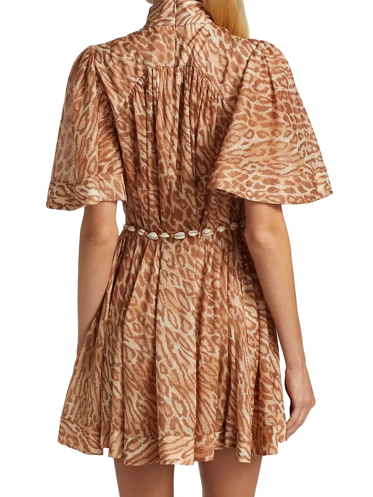 Zimmermann Tropicana Flutter Sleeve Mini Dress Brown Size 1 / AU 10 - Image 3