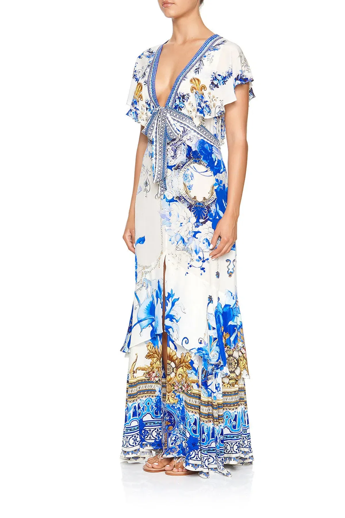 Camilla Saint Germaine Tie Front Maxi Dress with Split Size 8 - Image 3