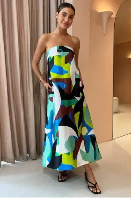 Manning Cartell Abstract Collage Strapless Dress in Multi Size 10 for rent on The Volte - image 1