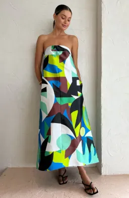 Manning Cartell Abstract Collage Strapless Dress in Multi Size 10 for rent on The Volte - image 2