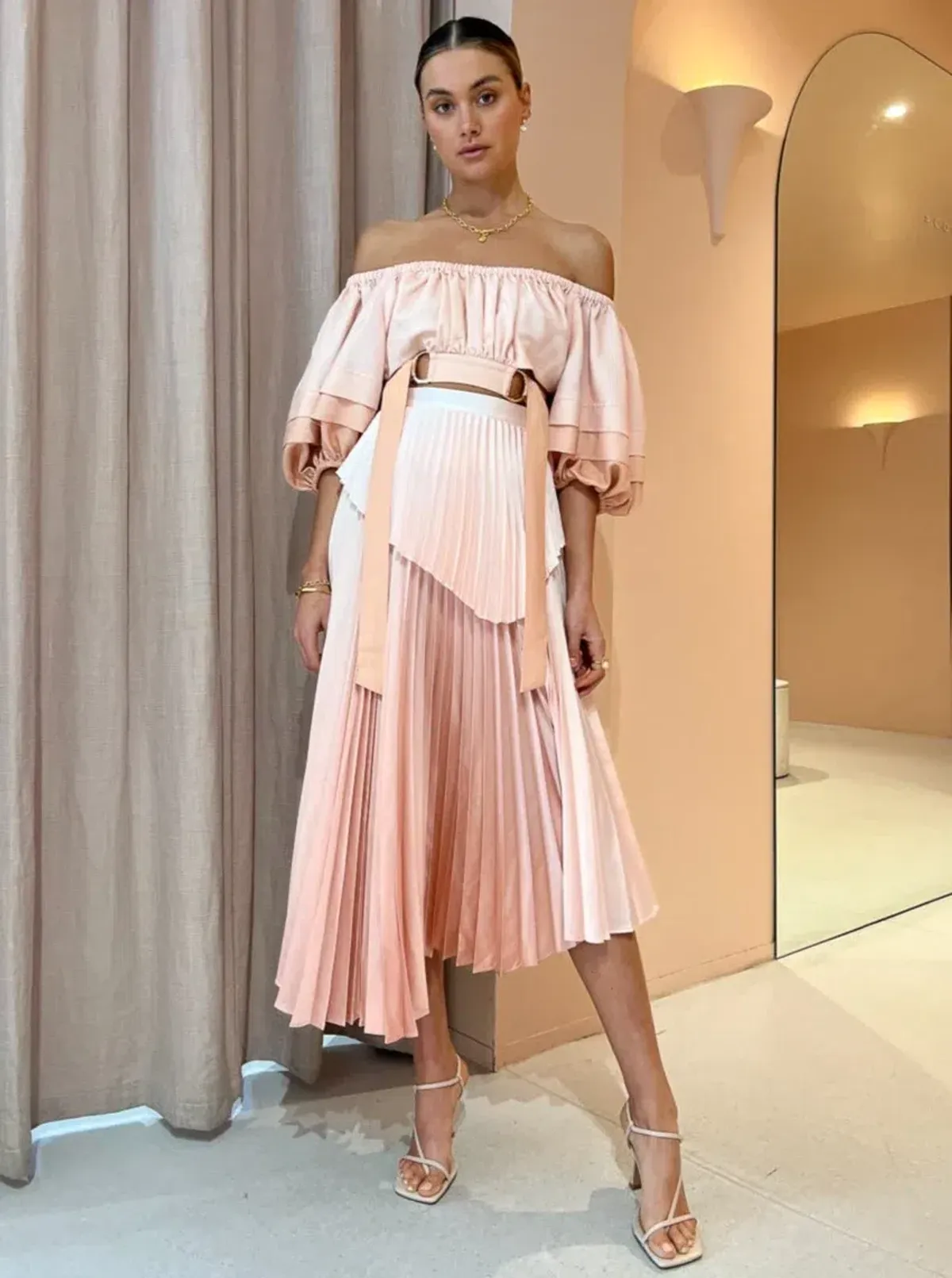 Acler Barnard Top & Skirt Set Blush Size 10 - Image 1