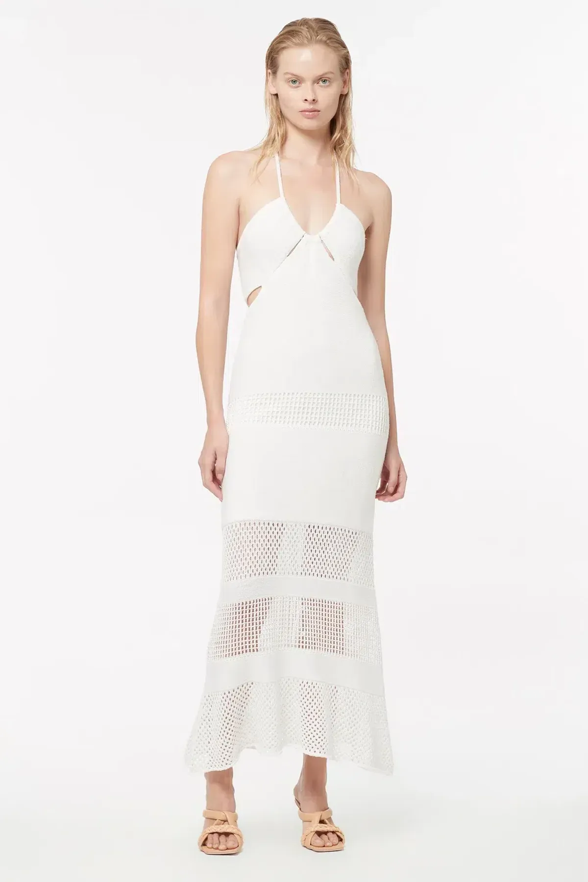 Manning Cartel Highly Strung Knit Halter Dress White Size 14 - Image 1