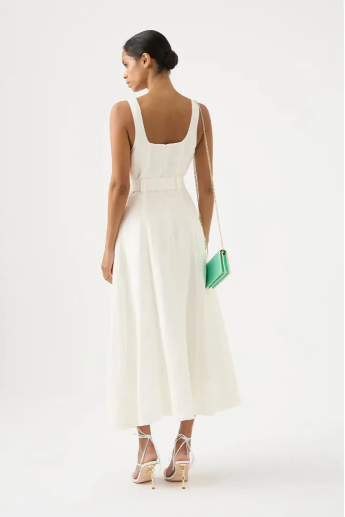 Aje Clay Belted Midi Dress Ivory Size 6 / XS - Image 3