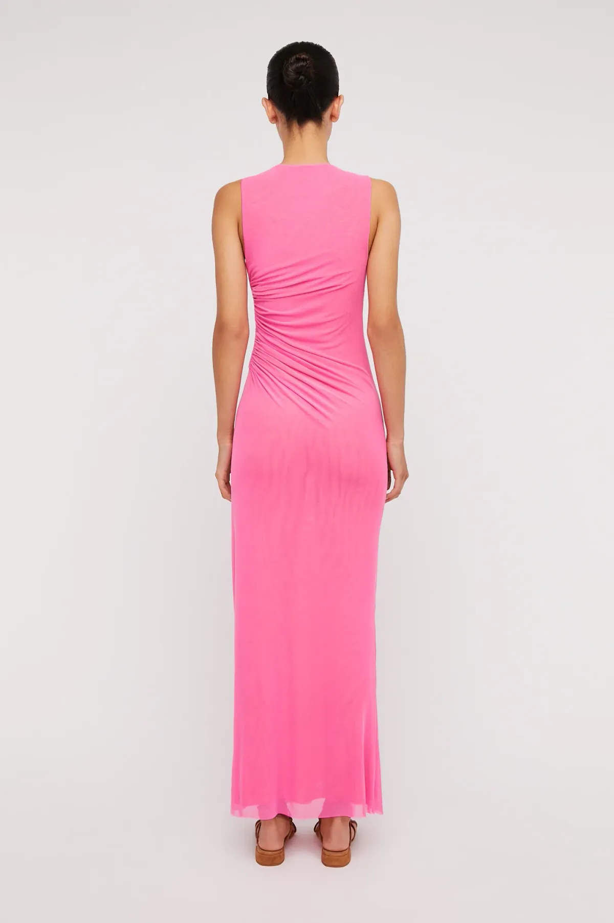 Scanlan Theodore Italian Mesh Gathered Dress Pink Size 4 / XXS - Image 3