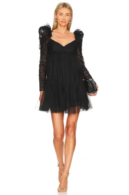 Zimmermann Tulle Ruched Mini Dress Black Size 3 / AU 14 for rent on The Volte - image 1