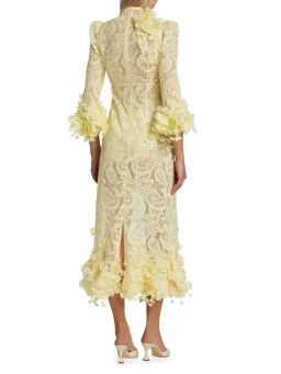 Zimmermann High Tide Lace Midi Dress Lemon Size 1/ AU 10 for rent on The Volte - image 2