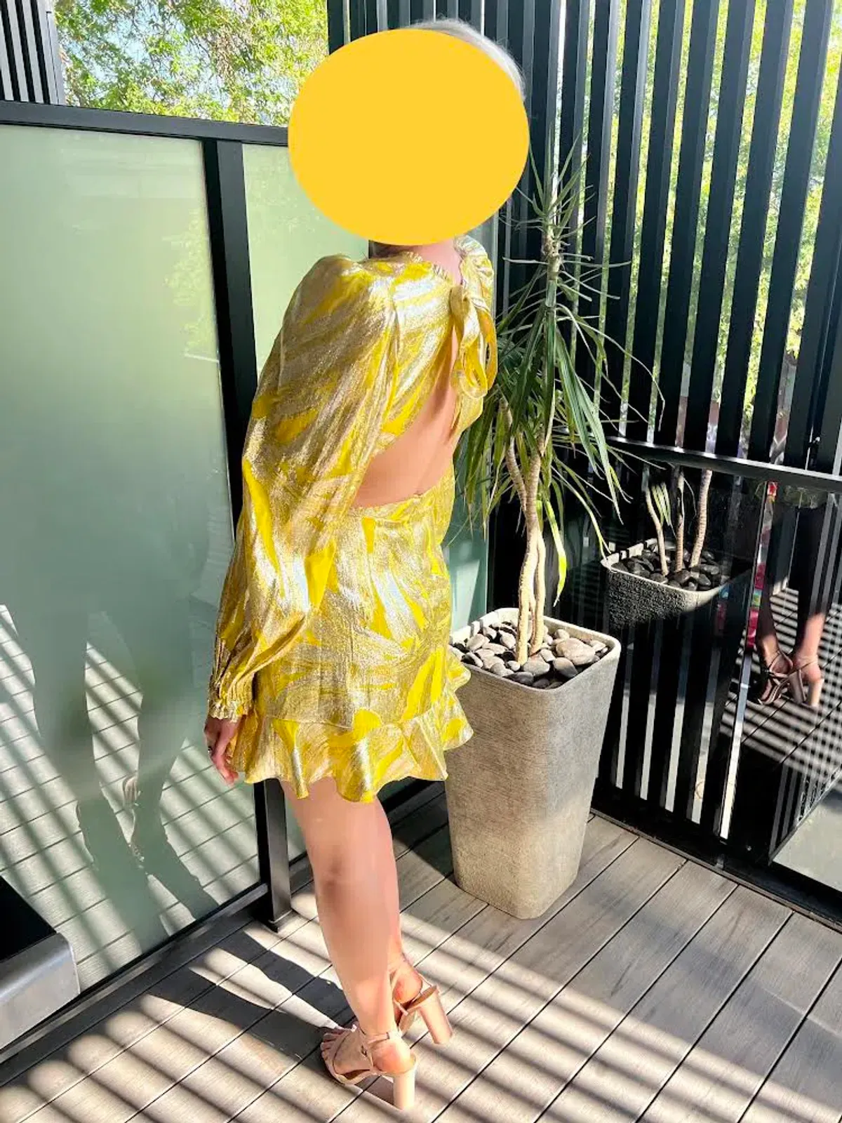 Rebecca Vallance Navarro Long Sleeve Mini Dress Yellow Size 12 - Image 4