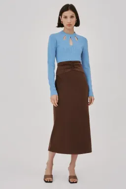 C/MEO CollectiveCollective Midi Skirt Brown Size 10  for rent on The Volte - image 1