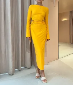 Camilla and Marc Alexandre Midi Dress in Marigold Yellow Size 10 for rent on The Volte - image 1