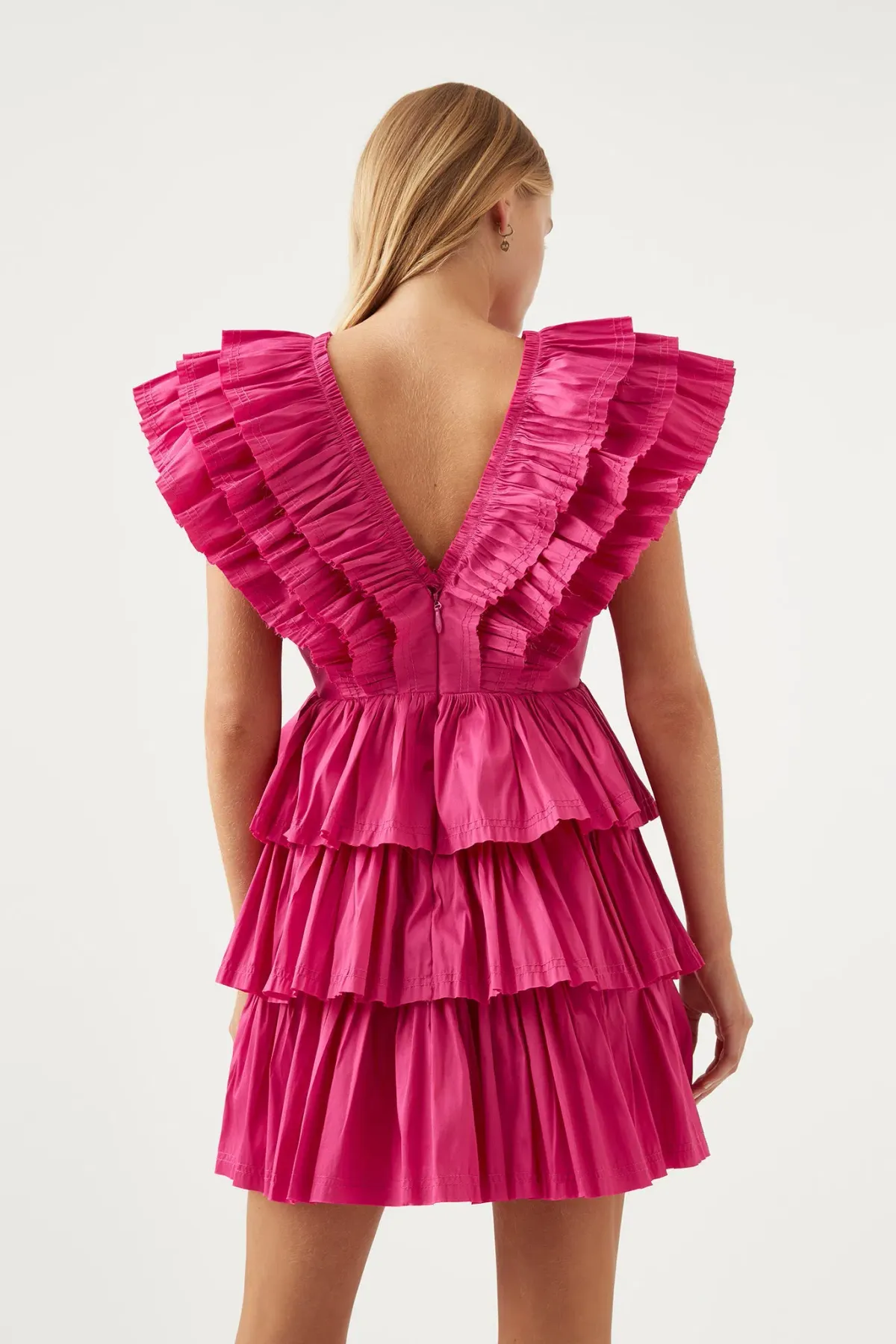 Aje Rhythmic Frilled Mini Dress Pink Size 14 / XL - Image 3