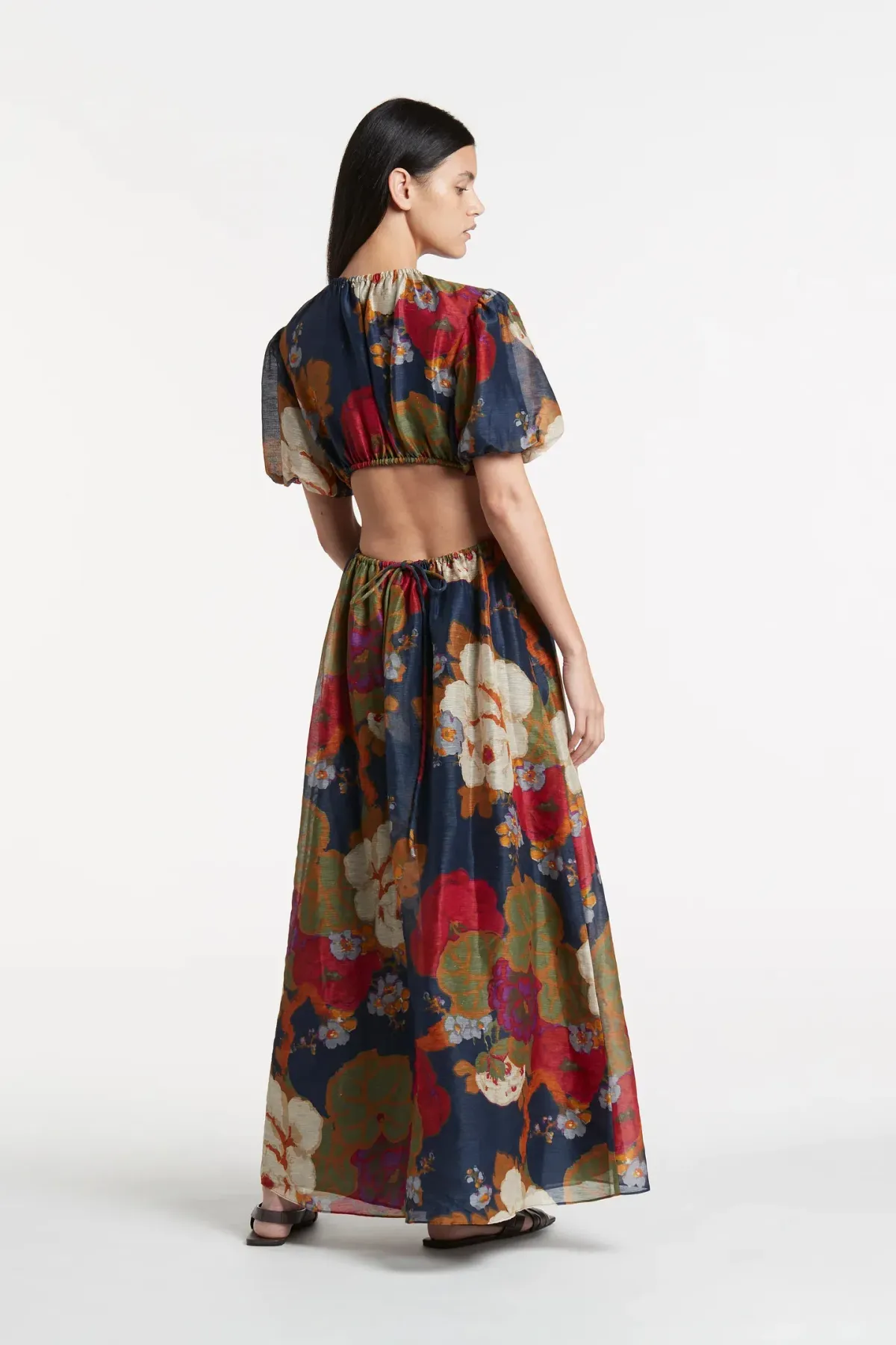 Sir the Label Bonita Puff Sleeve Gown Floral Navy Size AU 6 - Image 2