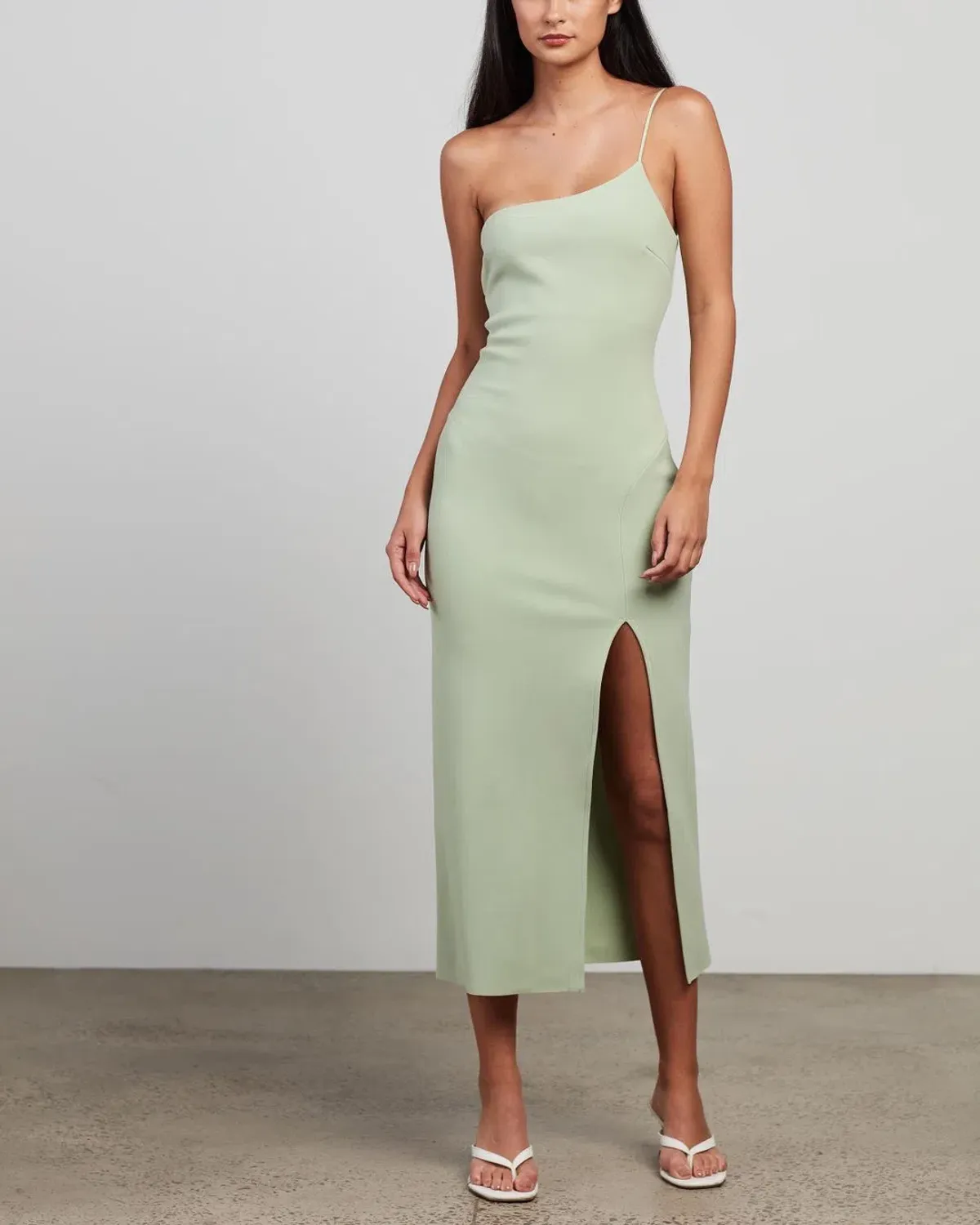 Bec & Bridge Fleur Asymmetric Midi Dress Avocado Size 8 - Image 1