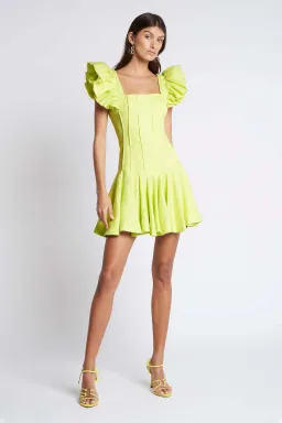 Aje Breathless Frill Mini Dress Green Size AU 6 for rent on The Volte - image 1