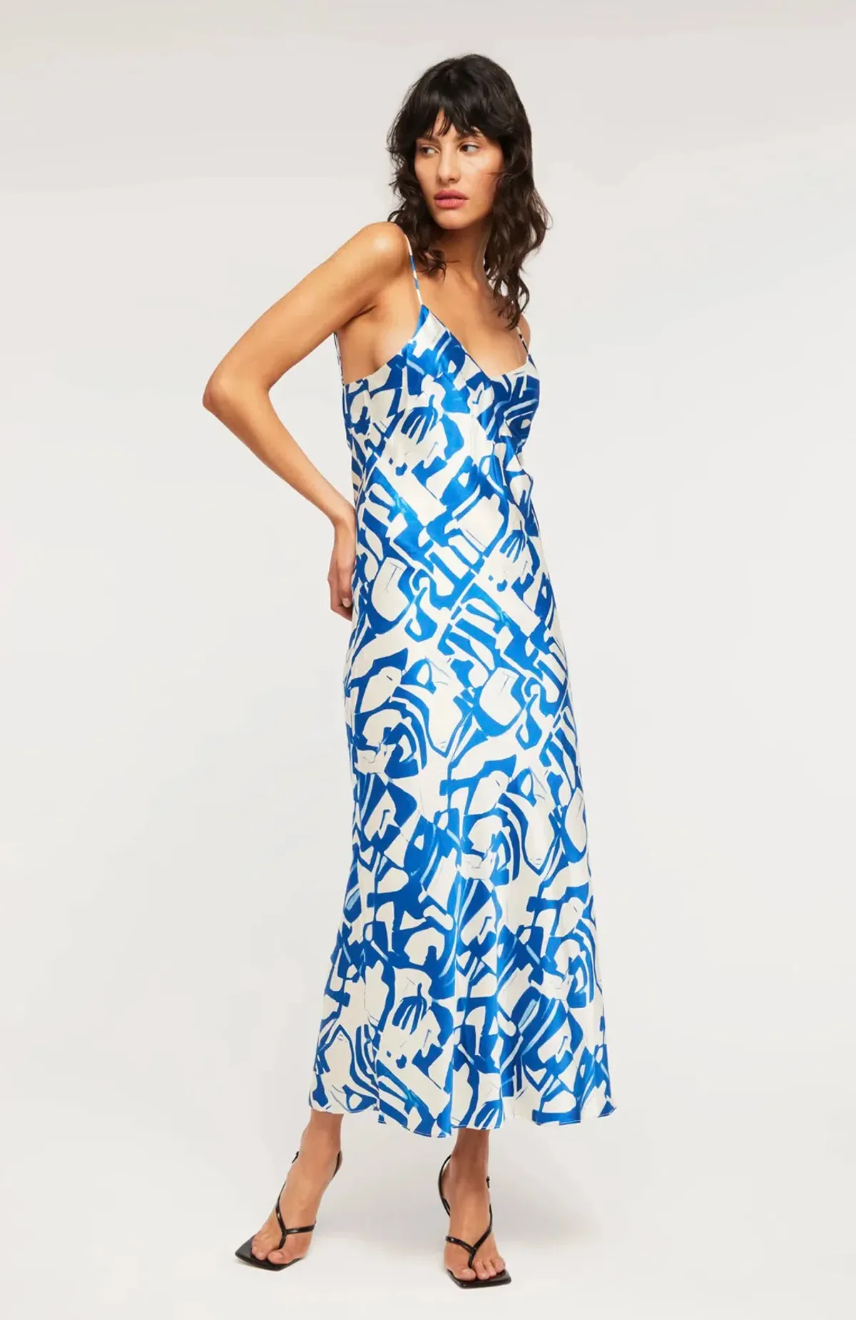 Ginia Fresco Dress Blue Multi Size 8 - Image 2