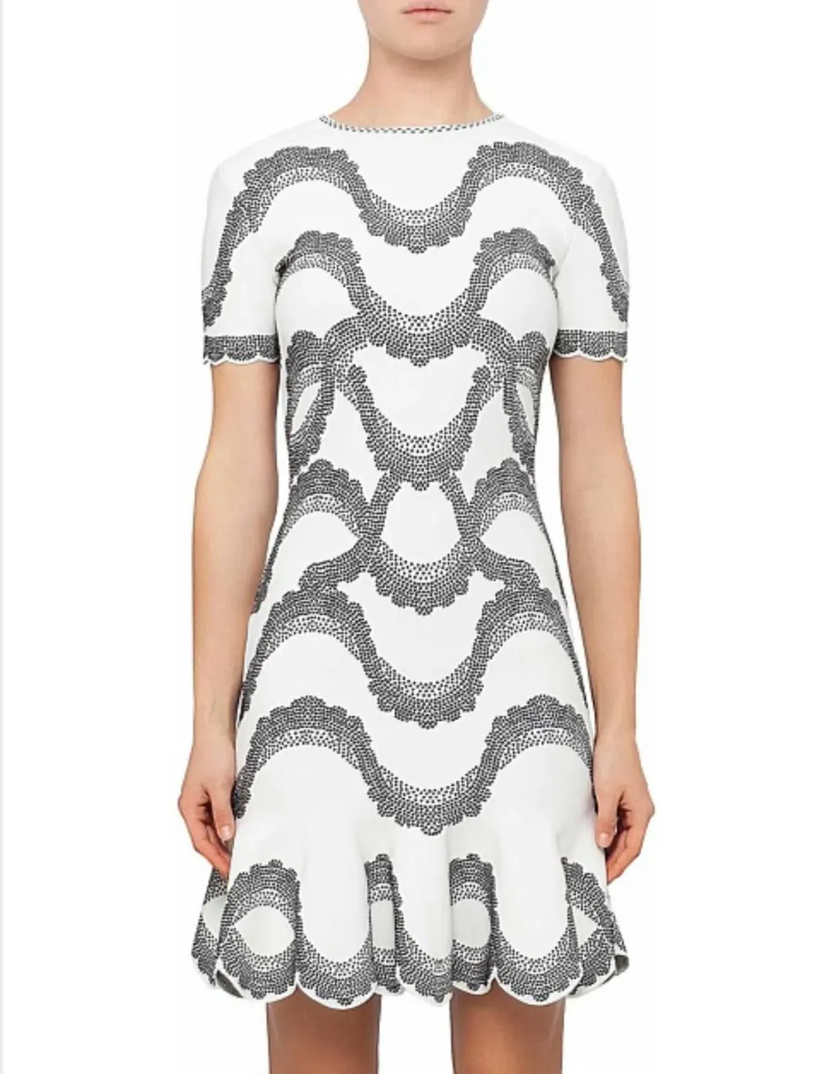 Alexander McQueen Knit Jacquard Short Sleeve Bodycon Dress S / AU 10 - Image 1
