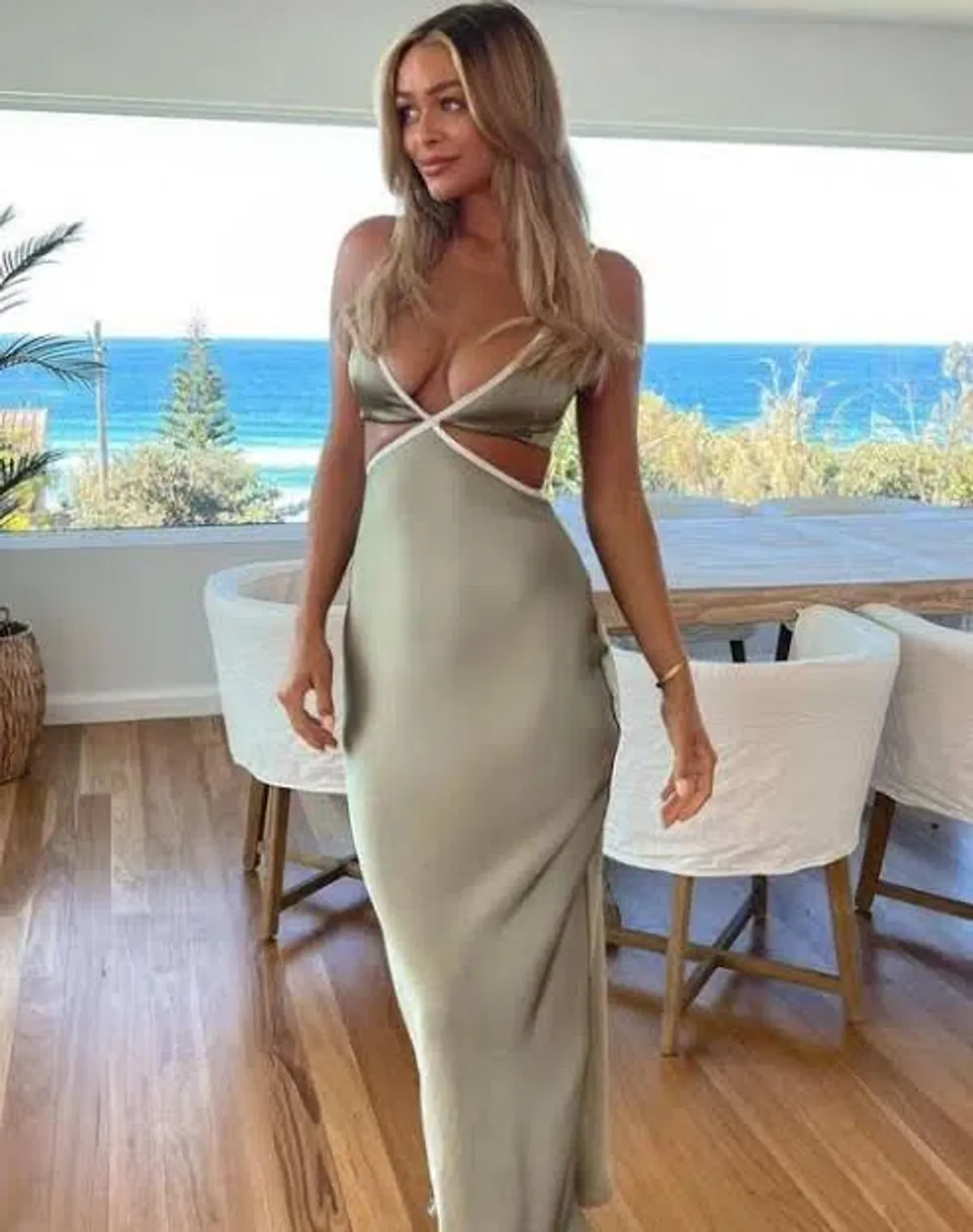 Bec & Bridge Veronique Maxi Dress - Sage Green Size AU 6 - Image 2