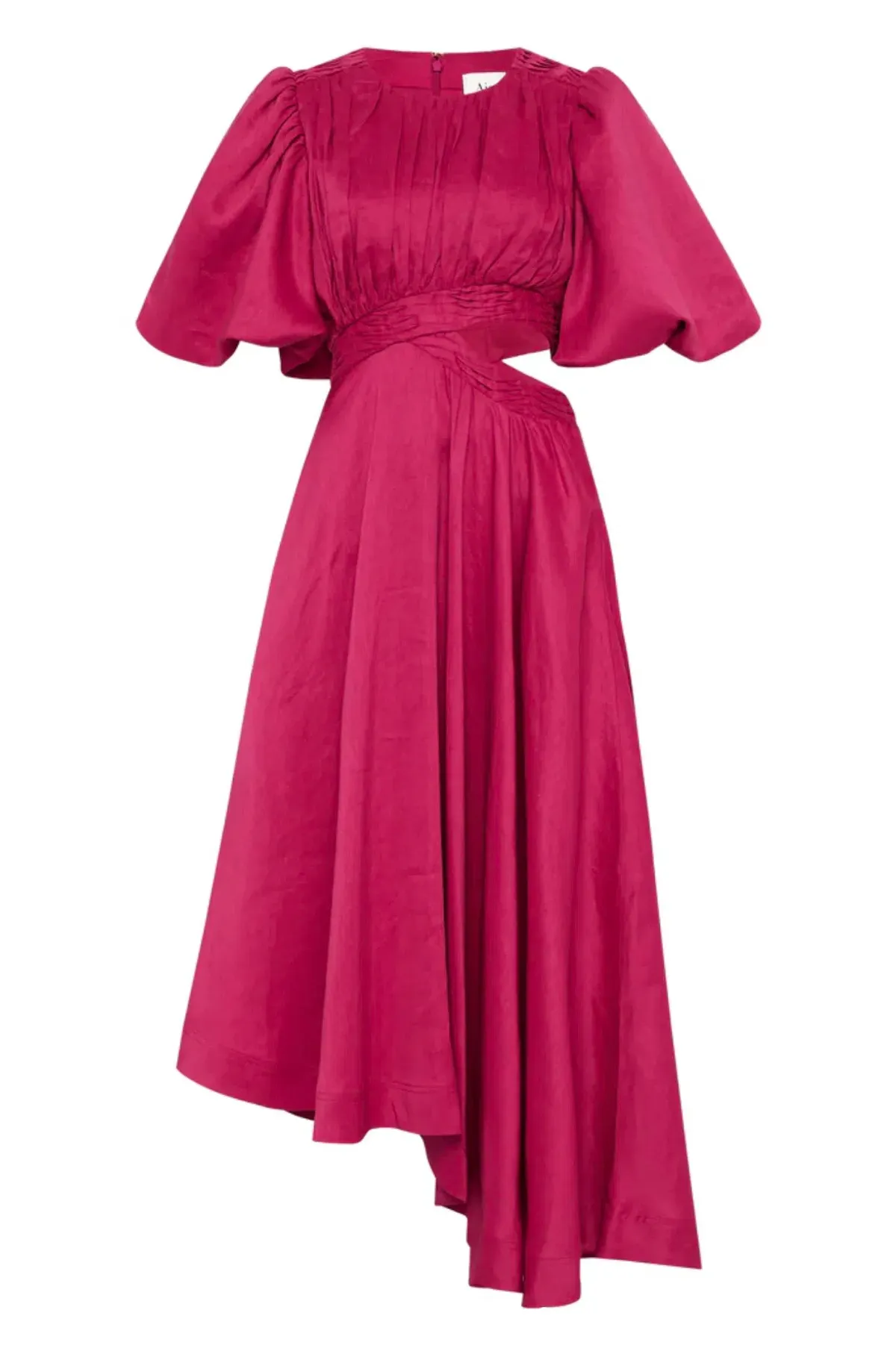 Aje Tidal Tucked Cut Out Midi Dress Fuchsia Size 8 / S - Image 4