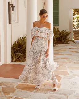 Sheik Catalina Top And Maxi Skirt Set Print Size 10 for rent on The Volte - image 1