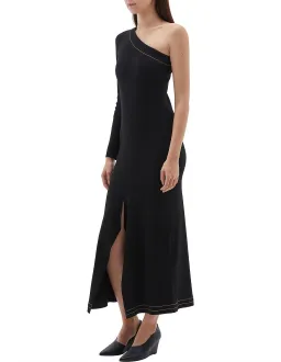 Bassike Asymmetrical One Shoulder Dress Black Size 4 for rent on The Volte - image 1