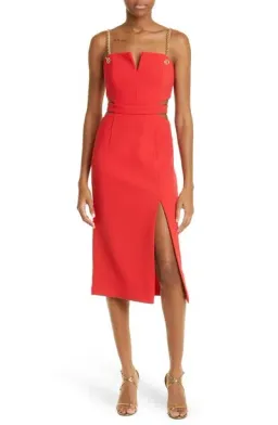 Rebecca Vallance Scarlett Chain Midi Dress Red Size 10 for rent on The Volte - image 1