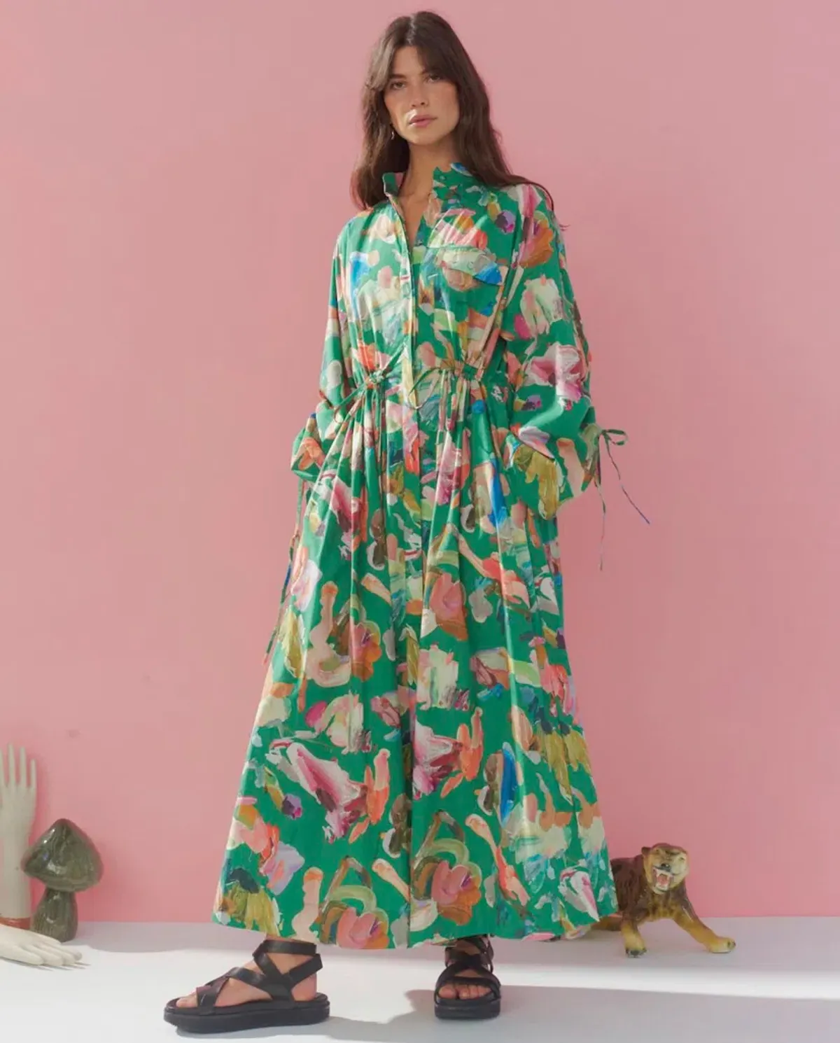 Alemais Arlo Shirt Dress Forrest Size 8 - Image 1