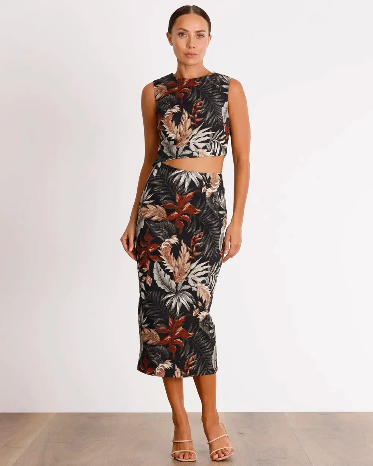 Pasduchas Keep Palm Midi Dress Print Size 8 - Image 1