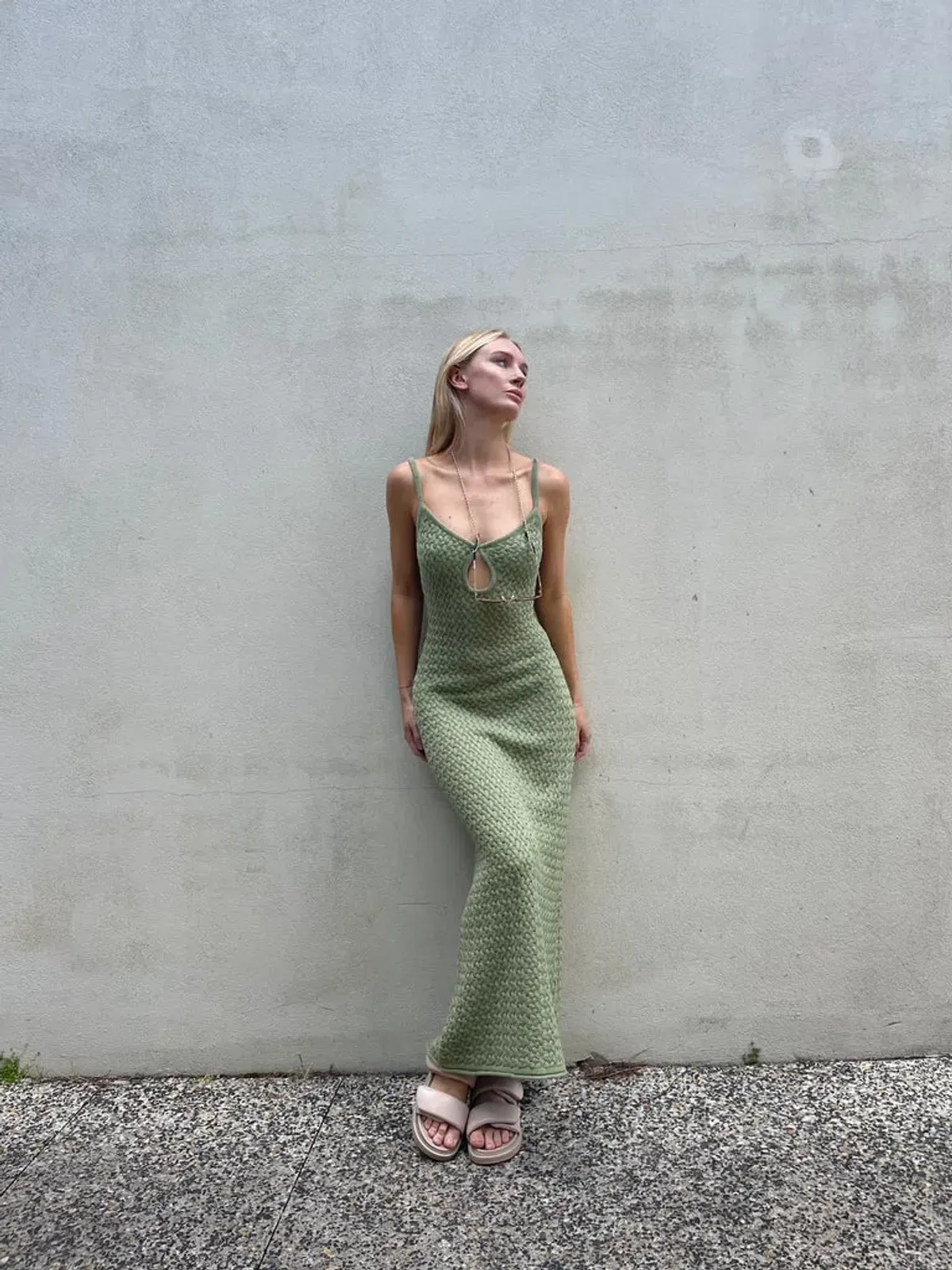 Bec & Bridge Effie Knit Dress Sage Size 6 - Image 1
