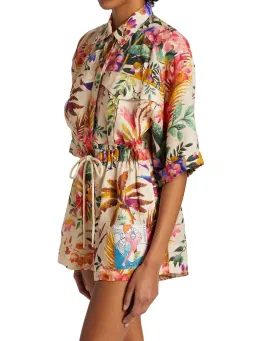 Zimmermann Tropicana Utility Playsuit in Cream Floral size 1 / Au 10 for rent on The Volte - image 2