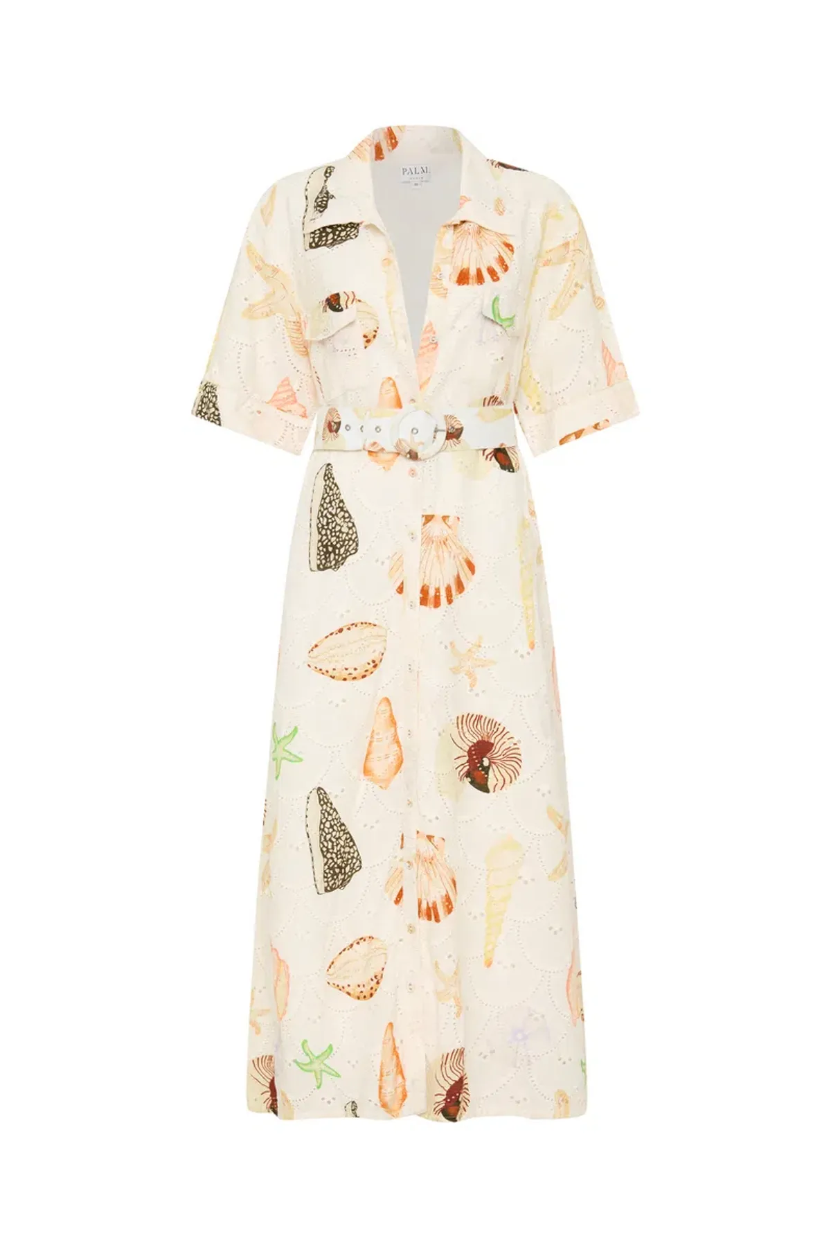 Palm Noosa Souvenir Midi Dress in Shells Size 10  - Image 3
