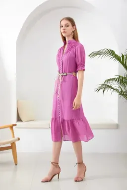 GDS Colette Linen Dress Violet Size 10 for rent on The Volte - image 2