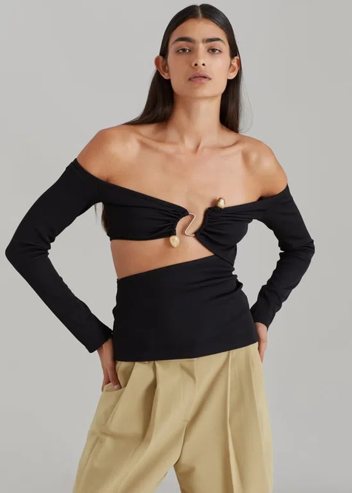 Christopher Esber Distort Quartz Shoulderless Top Black Size 6  - Image 2