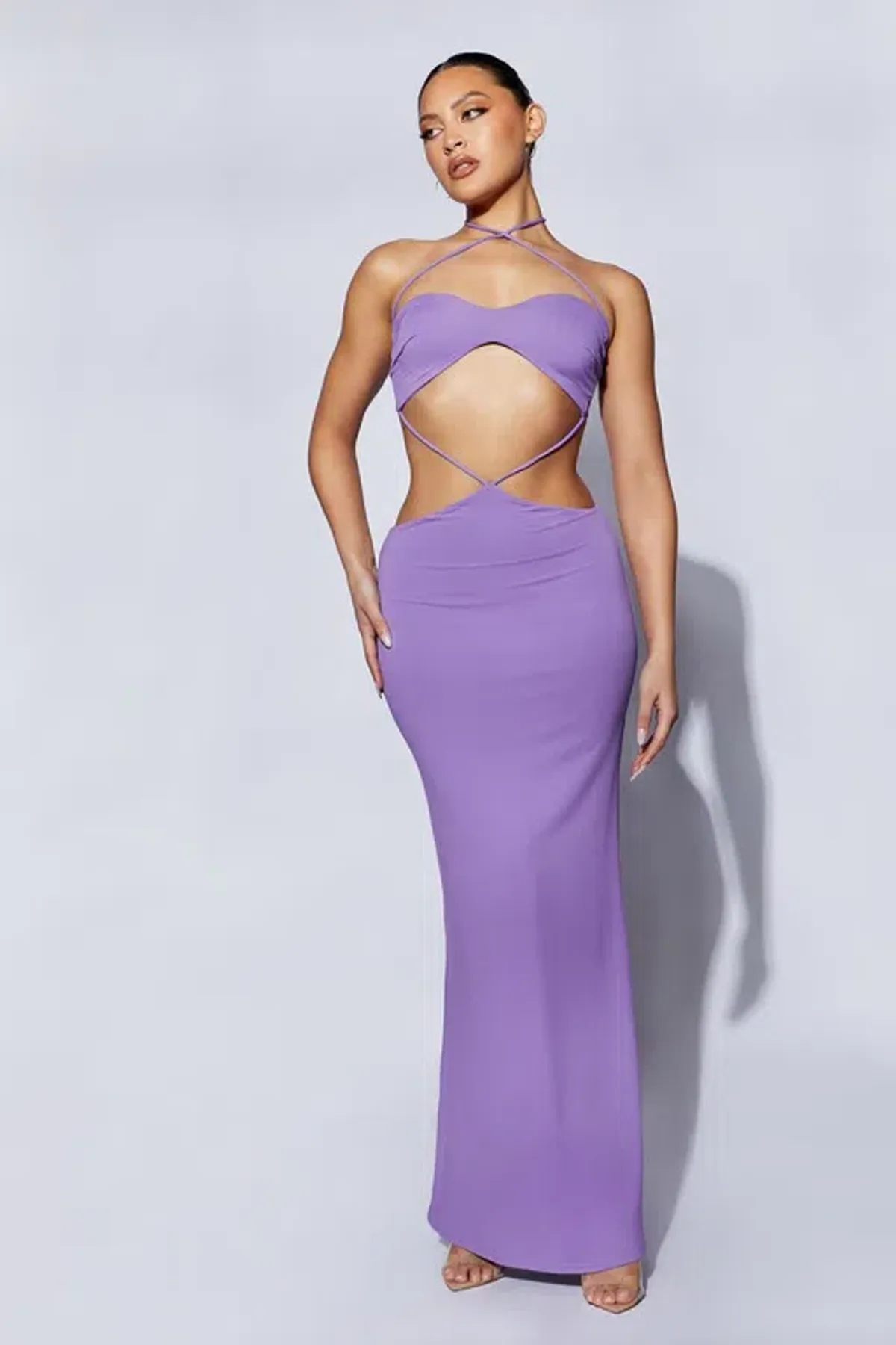 MESHKI Jules Maxi Triangle Cut Out Dress Purple Size 6 - Image 3