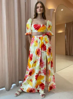 Rumer the Label Floral Linen Skirt Sunshine Floral Size Small / AU 8 for rent on The Volte - image 1