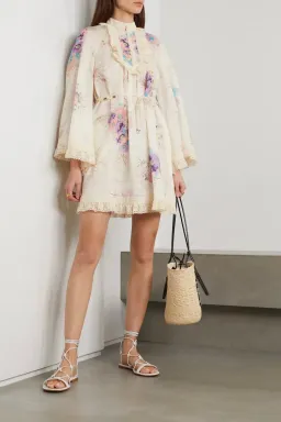 Zimmermann Jude Lace Trim Swing Dress Floral Size 1 / Au 10 for rent on The Volte - image 1