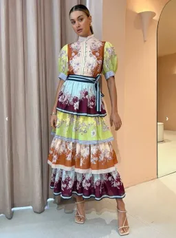 Alemais Marlow Frill Midi Dress in Mix Paisley Size AU 6 for rent on The Volte - image 1