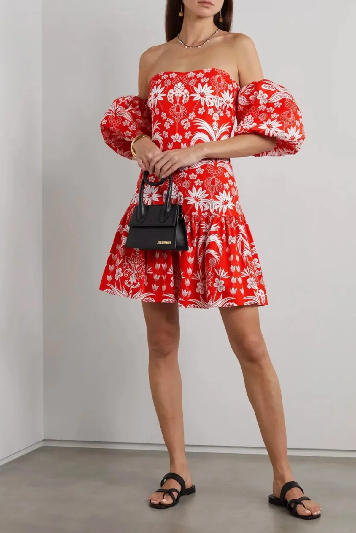 Borgo De Nor Ziggy Off The Shoulder Floral Print Mini Dress Red Size AU 8 - Image 1