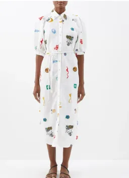 Alemais Soleil Embroidered Linen Shirtdress Print Size 12 for rent on The Volte - image 1