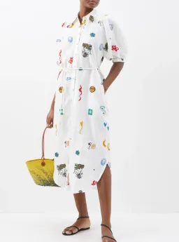 Alemais Soleil Embroidered Linen Shirtdress Print Size 12 for rent on The Volte - image 2