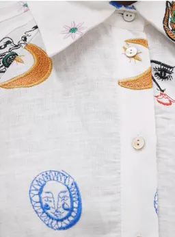 Alemais Soleil Embroidered Linen Shirtdress Print Size 12 for rent on The Volte - image 6