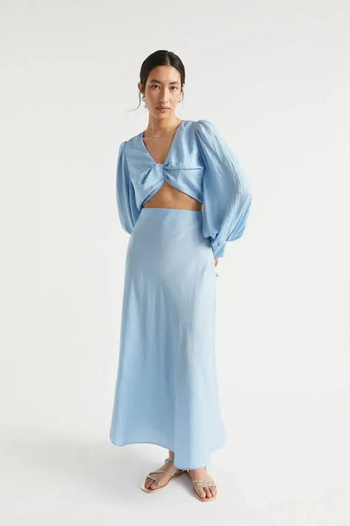 Seed Bluebell Satin Skirt and Twist Top Set Size 12 - Image 1