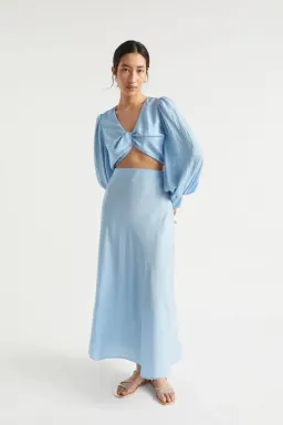 Seed Bluebell Satin Skirt and Twist Top Set Size 12 for rent on The Volte - image 1