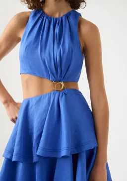 Aje Wave Cut Out Ring Midi Dress Marine Blue Size 8  for rent on The Volte - image 3