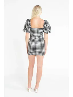 Bec & Bridge Check It Out Mini Dress Black Print Size 2 / AU 6 for rent on The Volte - image 2