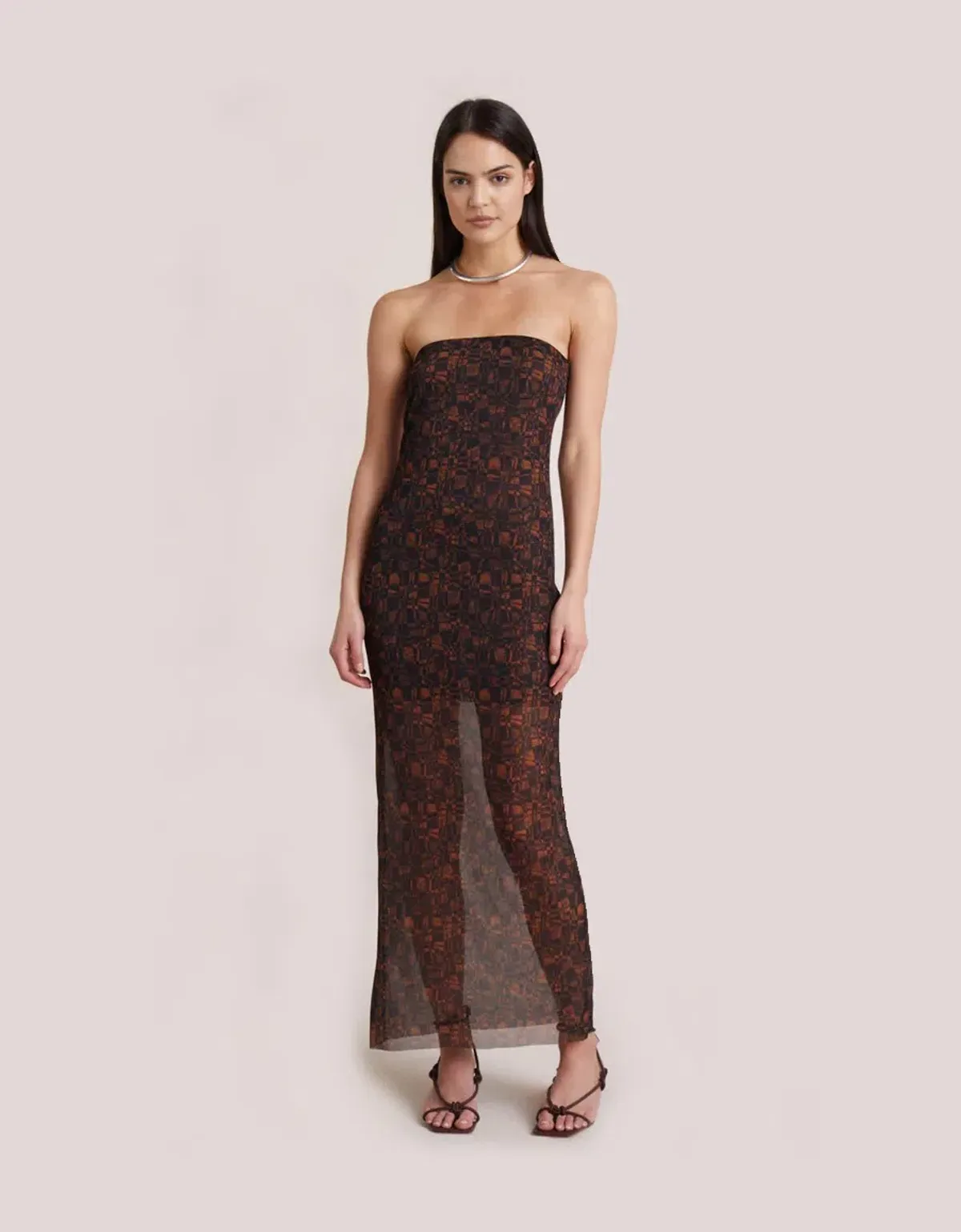 Bec & Bridge Checkmate Strapless Maxi Dress Print Size AU 6 - Image 1